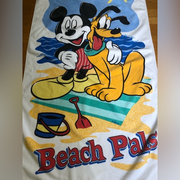 Vintage Disney Mickey & Pluto Beach Towel by Franco - Picture 3 of 13